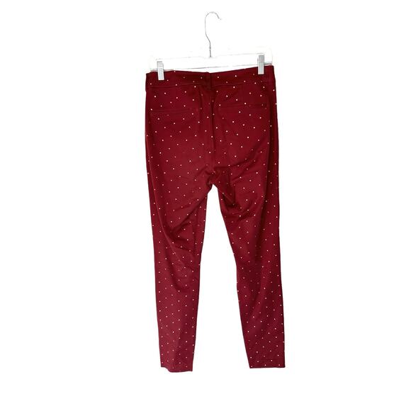 Old Navy Burgundy Rose Gold Polka Dot Mid-Rise Pixie Ankle Pants Size 4 Tall - Picture 10 of 14
